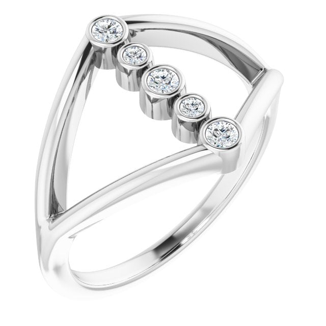 14K White 1/8 CTW Natural Diamond Geometric Ring