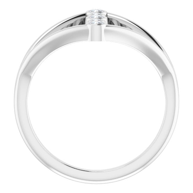 14K White 1/8 CTW Natural Diamond Geometric Ring