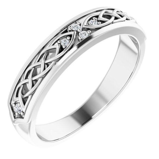 14k White .04 Ctw Natural Diamond Anniversary Band