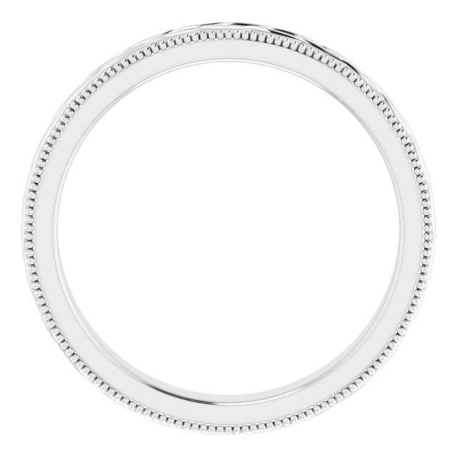 18K White 3 mm Floral Band with Milgrain Size 7