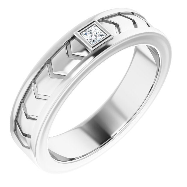 14K White 1/10 CTW Natural Diamond Design Band