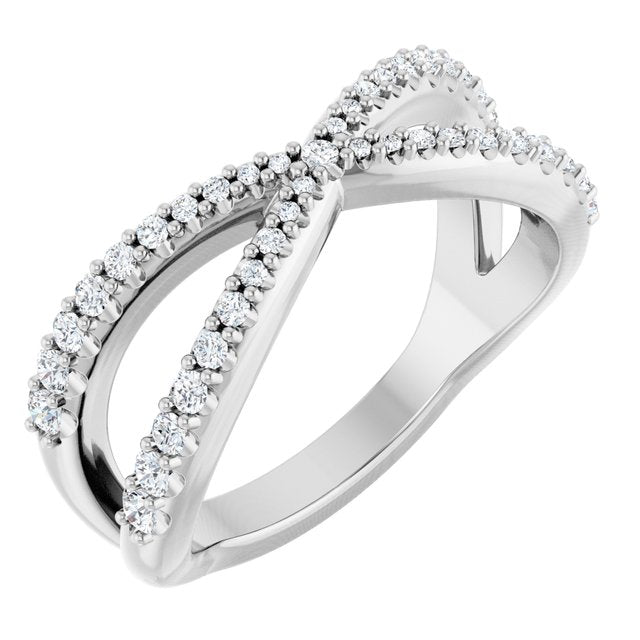14K White 3/8 CTW Natural Diamond Contour Band