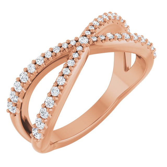 14K Rose 3/8 CTW Natural Diamond Contour Band