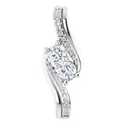 14k White 5/8 Ctw Natural Diamond Two-stone Pendant