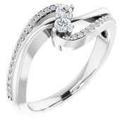 14k White 1/4 Ctw Natural Diamond Two-stone Ring