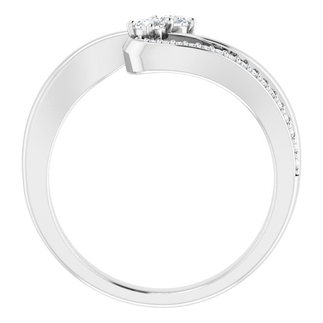 14k White 1/4 Ctw Natural Diamond Two-stone Ring