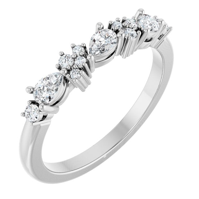 14K White 3/8 CTW Natural Diamond Anniversary Band