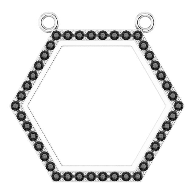 14k White 1/10 Ctw Natural Black Diamond Geometric Necklace Center