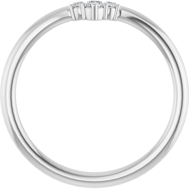 14k White .06 Ctw Natural Diamond Contour Band