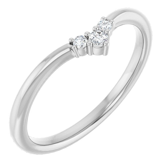 14k White .06 Ctw Natural Diamond Contour Band