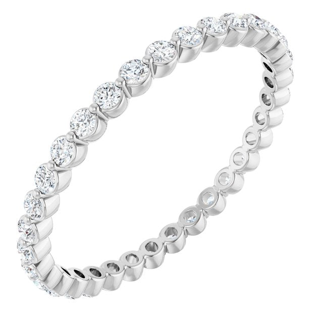 14k White 3/8 Ctw Natural Diamond Eternity Band Size 6