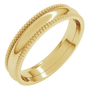 18K Yellow 4 mm Beaded Comfort-Fit Band Size 7