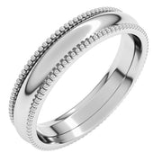 14K White 4 mm Beaded Comfort-Fit Band Size 11