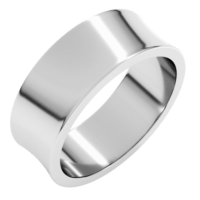 Sterling Silver 7 mm Concave Light Band Size 8