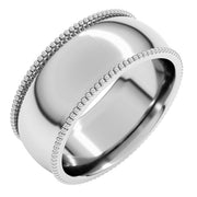 14K White 8 mm Beaded Comfort-Fit Band Size 10.5