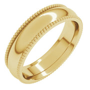 14K Yellow 5 mm Beaded Comfort-Fit Band Size 8.5