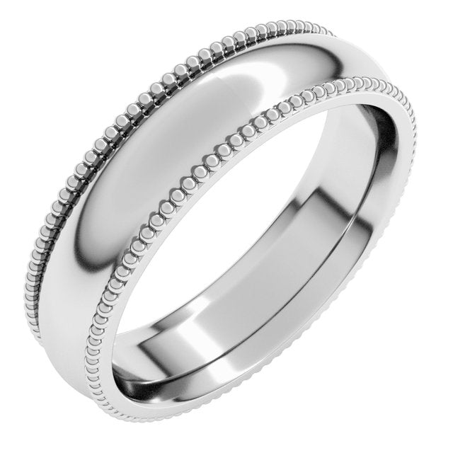 Sterling Silver 5 mm Beaded Comfort-Fit Band Size 11