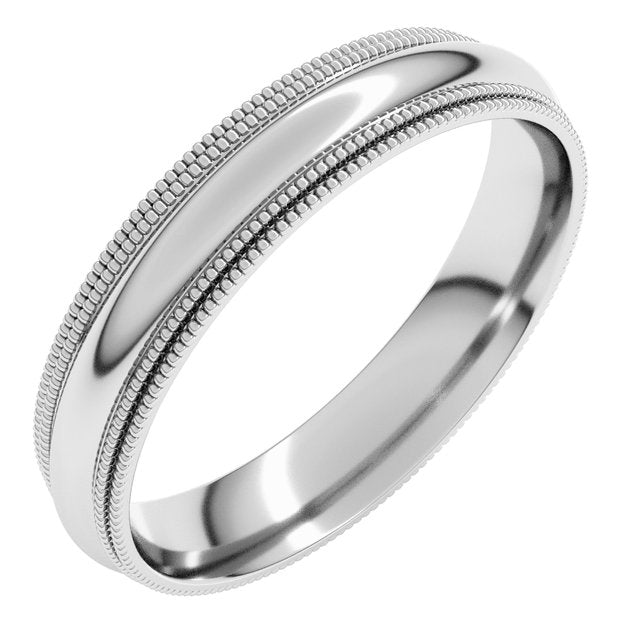 Sterling Silver 4 Mm Double Milgrain Comfort Fit Band Size 11