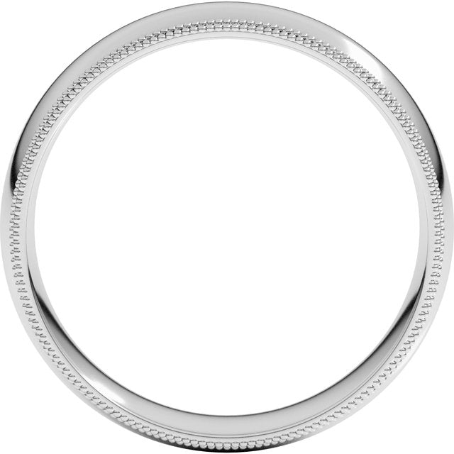 14k White 6 Mm Double Milgrain Comfort Fit Band Size 11.5