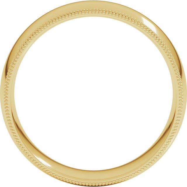 14k Yellow 7 Mm Double Milgrain Half Round Comfort Fit Band Size 10.5