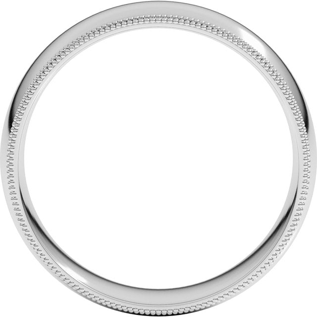 14k White 7 Mm Double Milgrain Half Round Comfort Fit Band Size 12