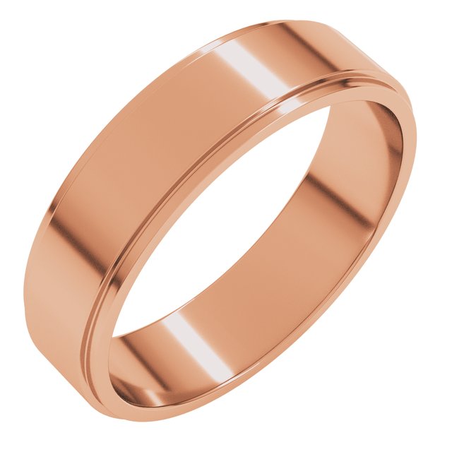 14K Rose 5 mm Flat Edge Band Size 6