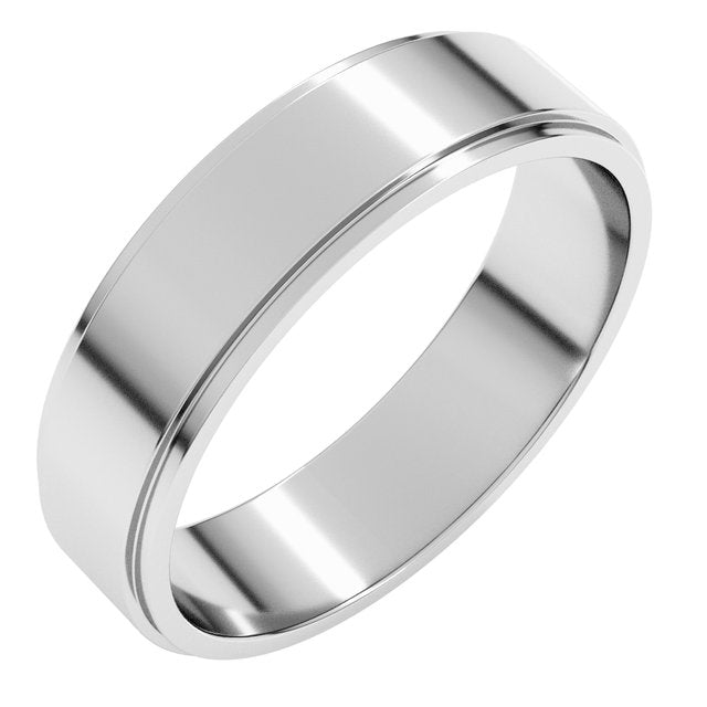 14k White 5 Mm Flat Edge Band Size 13.5