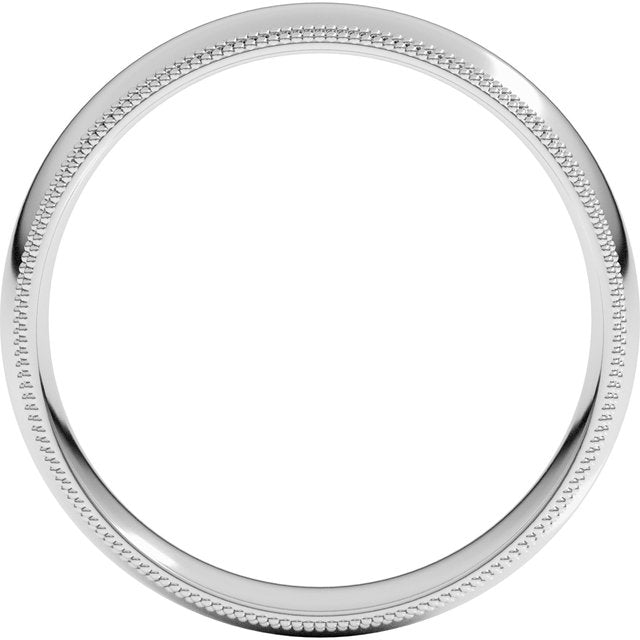 14k White 5 Mm Double Milgrain Half Round Comfort Fit Band Size 10.5