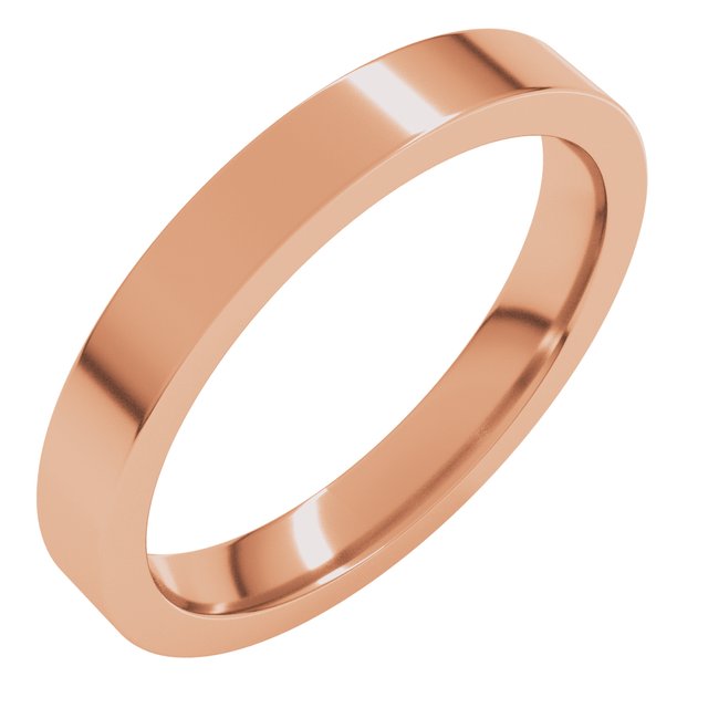 18k Rose 3 Mm Flat Comfort Fit Band Size 4.5