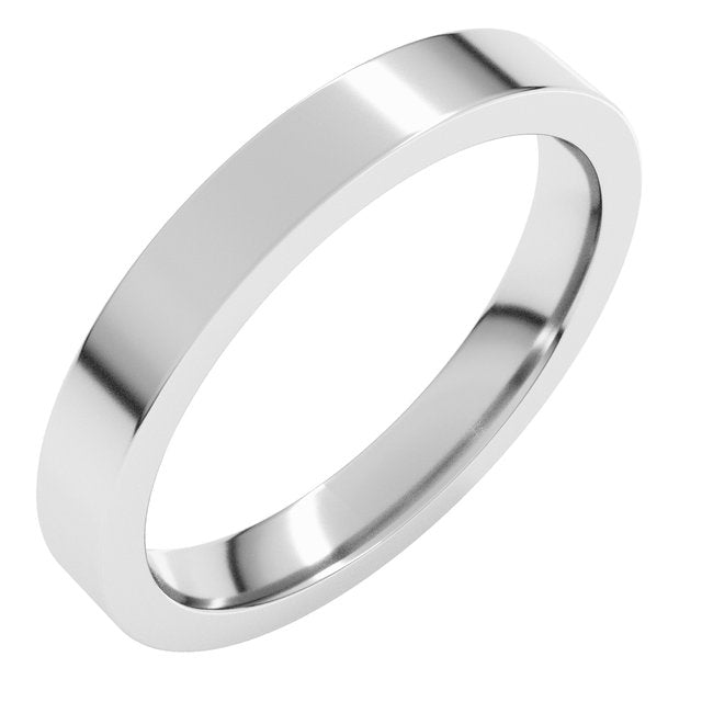 18K White 3 mm Flat Comfort Fit Band Size 6.5