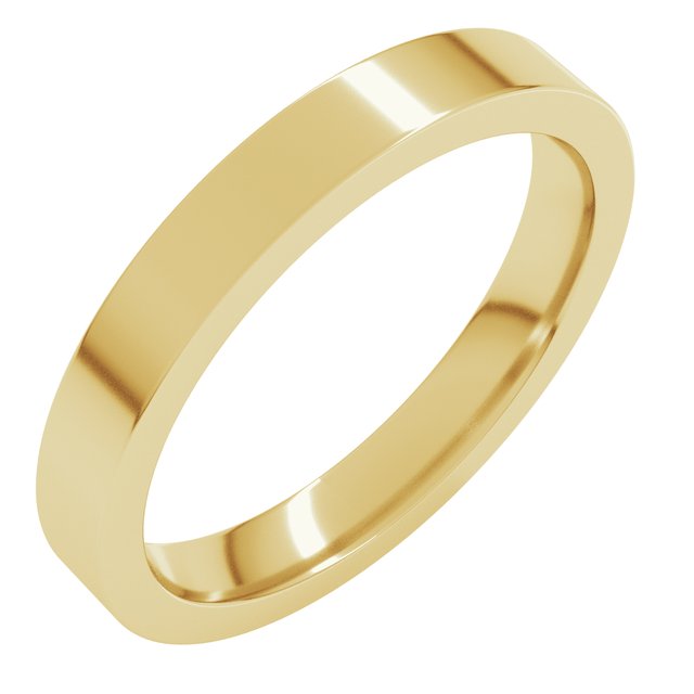 18k Yellow 3 Mm Flat Comfort Fit Band Size 6.5