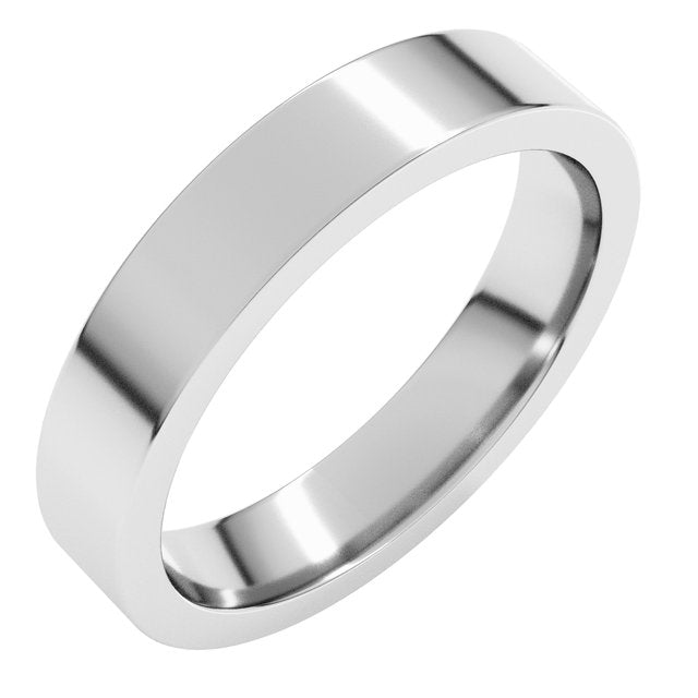 14k White 4 Mm Flat Comfort Fit Band Size 13