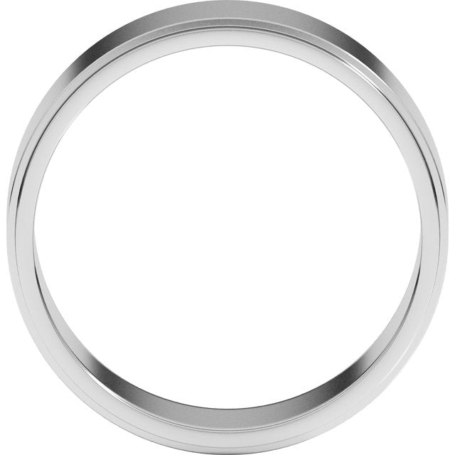 14k White 7 Mm Flat Edge Band Size 9.5