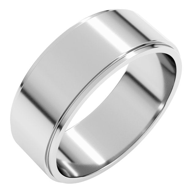 14k White 7 Mm Flat Edge Band Size 9.5