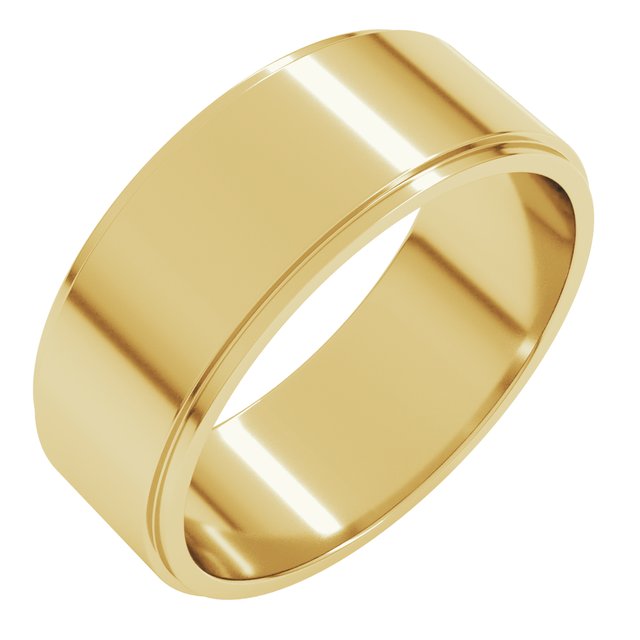 14k Yellow 7 Mm Flat Edge Band Size 10