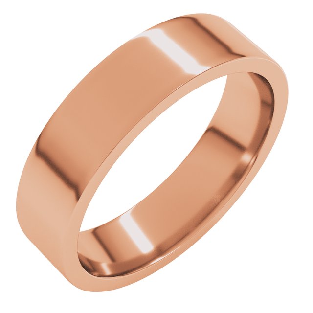 14k Rose 5 Mm Lightweight Comfort-fit Flat Band Size 9