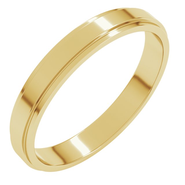 14K Yellow 3 mm Flat Edge Band Size 7.5