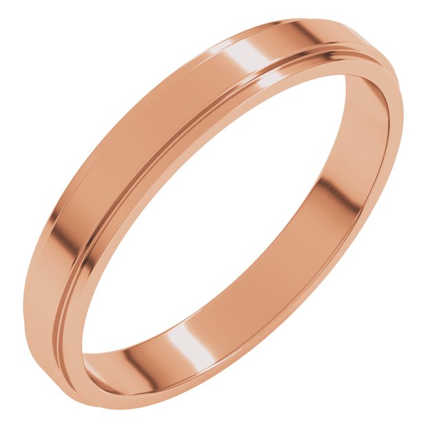 14K Rose 3 mm Flat Edge Band Size 8.5