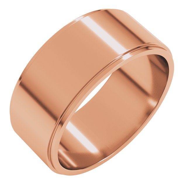14k Rose 8 Mm Flat Edge Band Size 7.5