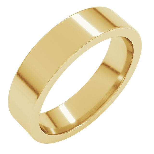 14k Yellow 5 Mm Flat Comfort Fit Band Size 6