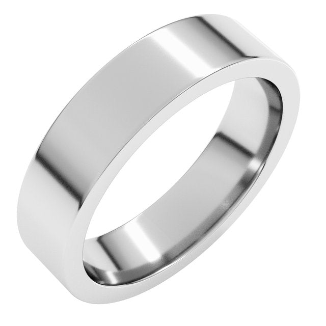 14k White 5 Mm Flat Comfort Fit Band Size 8.5