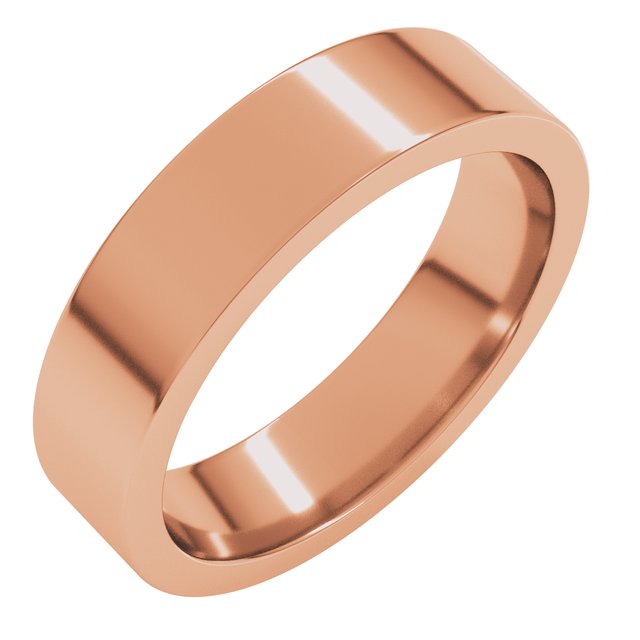 18k Rose 5 Mm Flat Comfort Fit Band Size 13