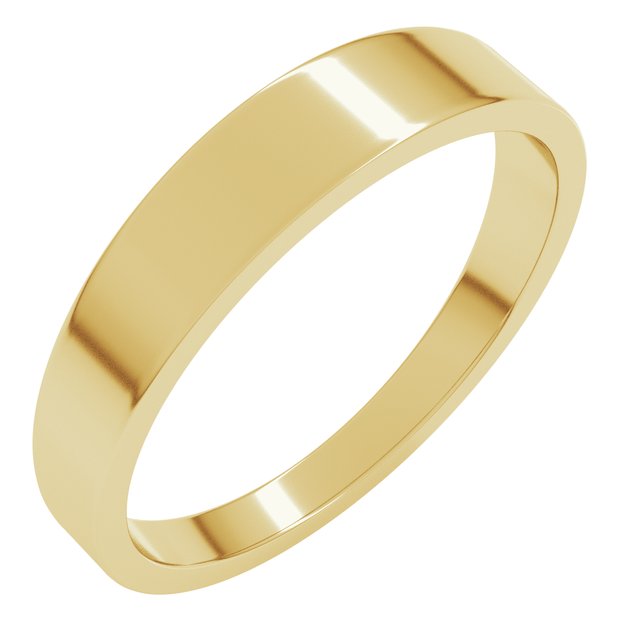 18K Yellow 4 mm Flat Tapered Band Size 4.5