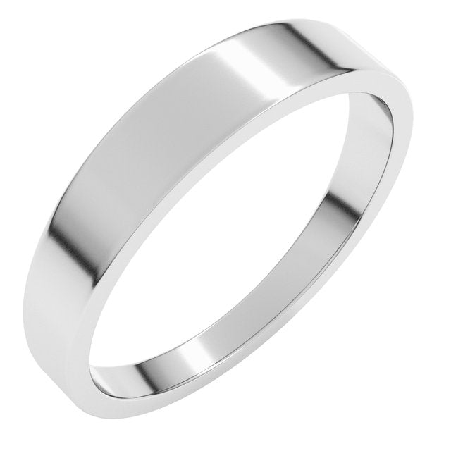 14k White 4 Mm Tapered Flat Band Size 8