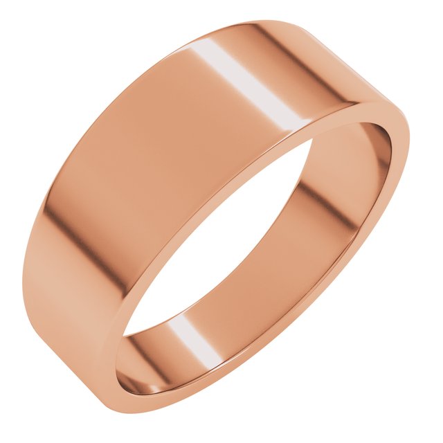 14k Rose 7 Mm Flat Tapered Band Size 8