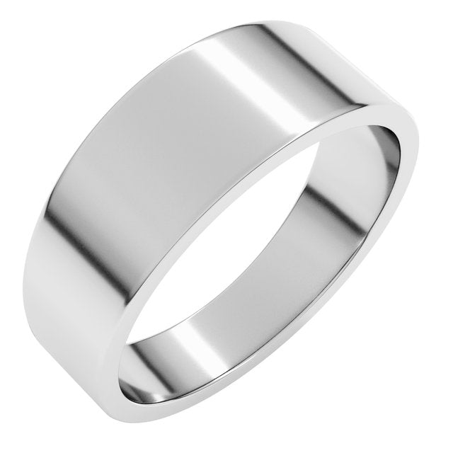 14k White 7 Mm Flat Tapered Band Size 8