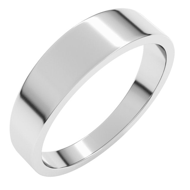 14K White 5 mm Flat Tapered Band Size 8