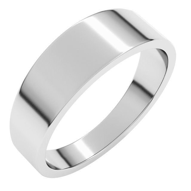 14k White 6 Mm Tapered Flat Band Size 6.5