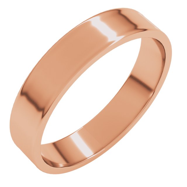 18K Rose 4 mm Flat Ultra-Light Band Size 8.5
