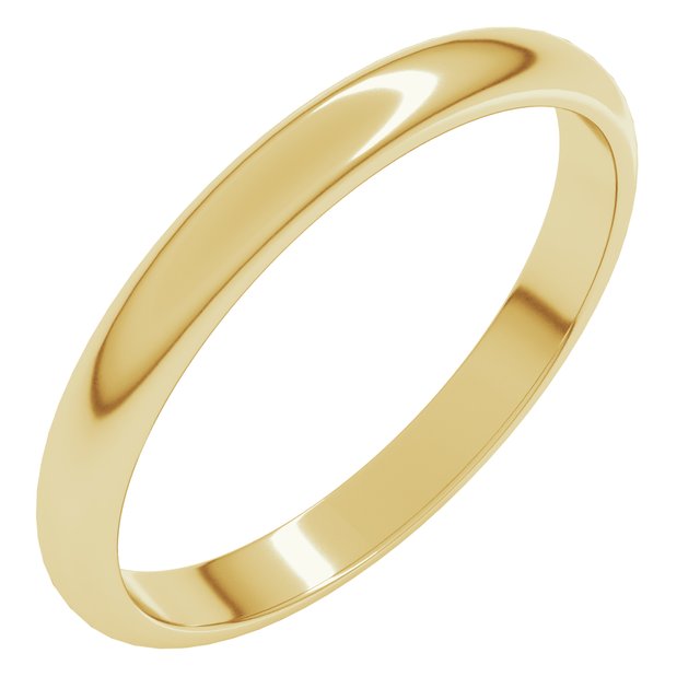 14k Yellow 2.5 Mm Half Round Band Size 10.5